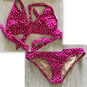Alloy Low Rise Pink Polka Dot Bikini Swimsuit Size Small